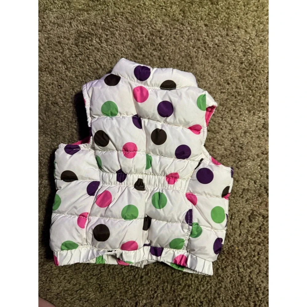 Old Navy Baby Girls Polka Dot Puffer Vest White Pink Green Purple 6-12 Months